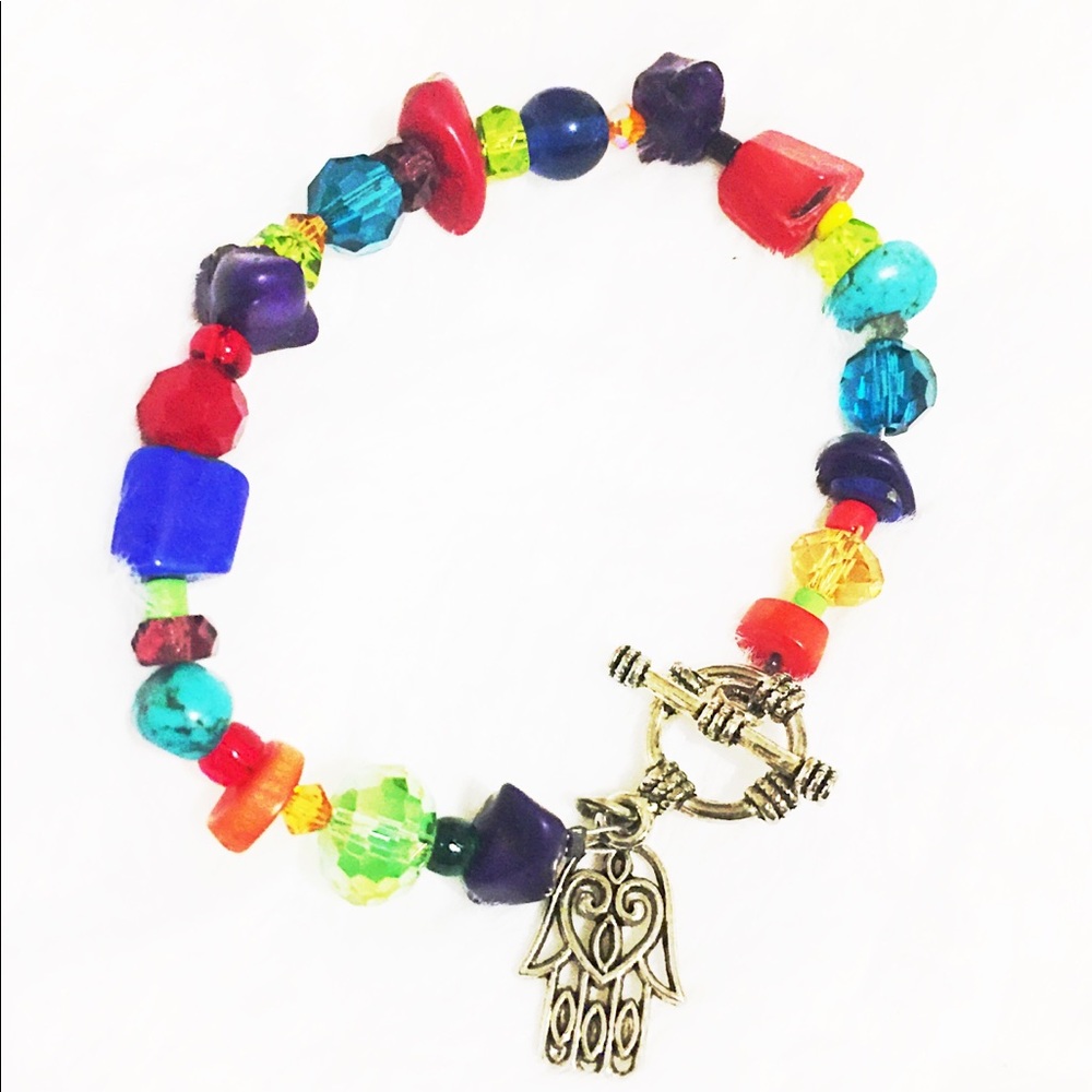 🕉Chakra🧘🏻‍♀️Multi Colored Bracelet🤚🏼Hamsa ☯️